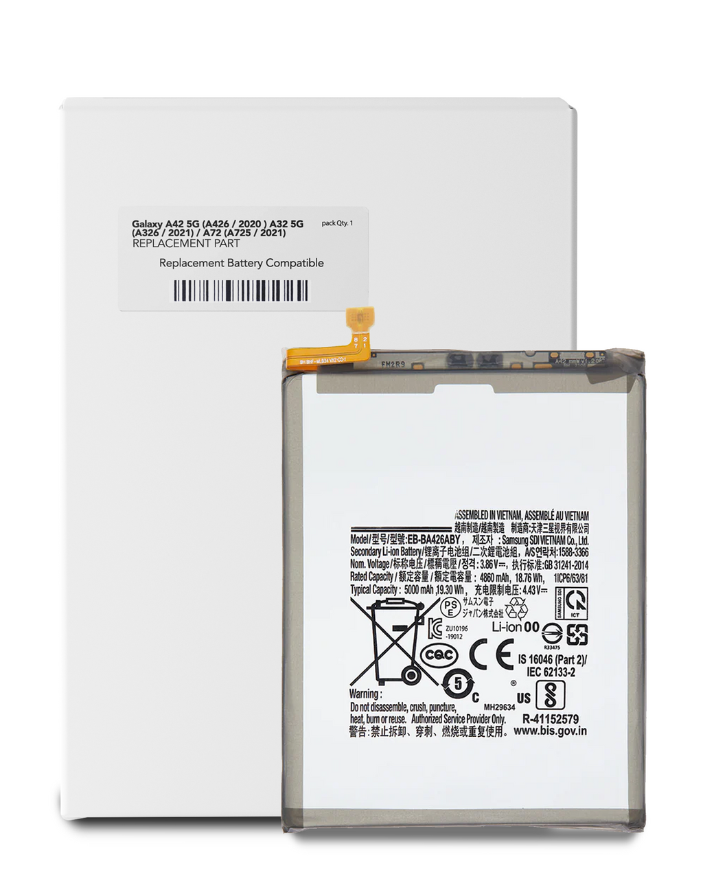 Replacement battery for Samsung Galaxy A42 5G (A426/2020), A32 5G (A326/2021) and A72 (A725/2021) (Service Pack)