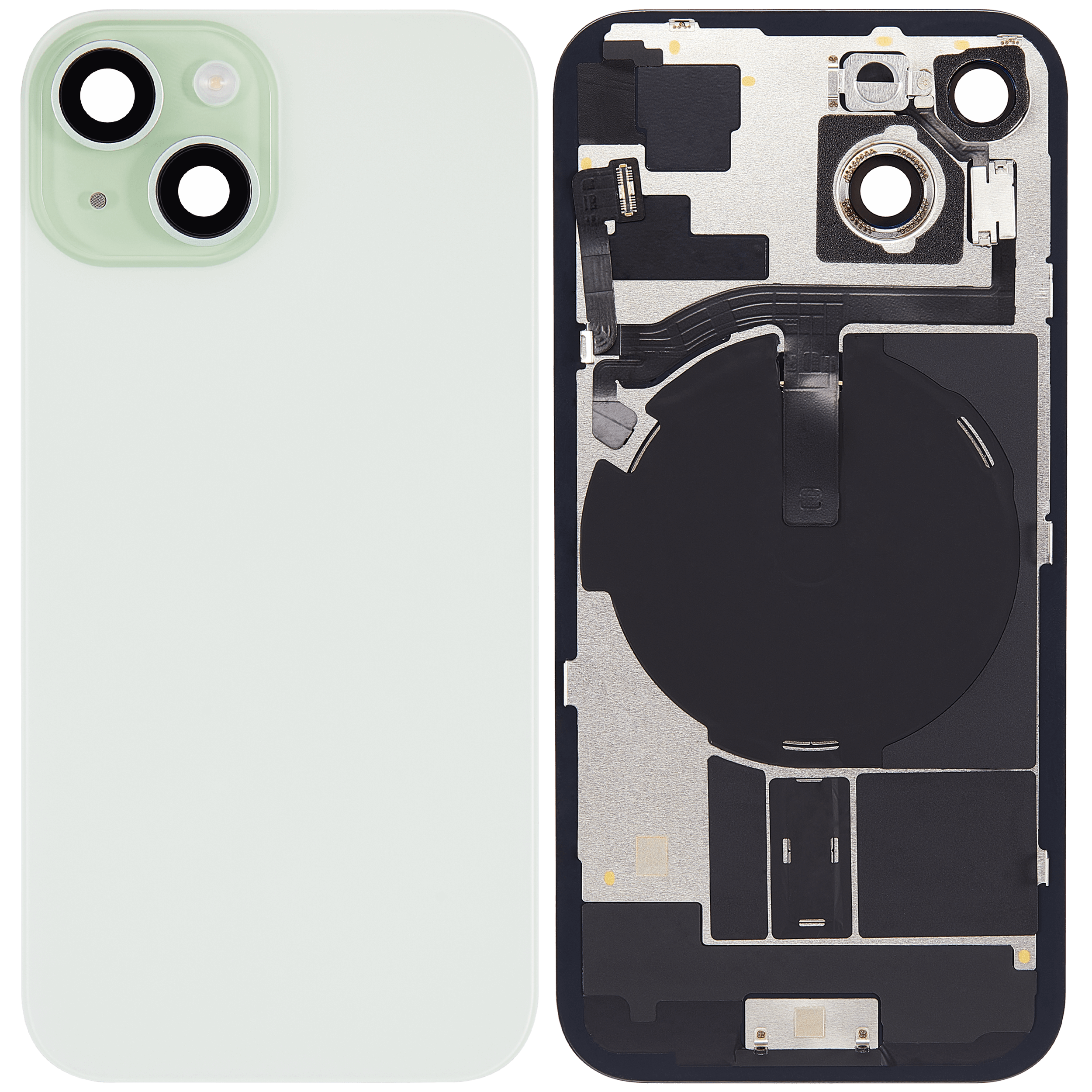 Back Cover with MagSafe Magnet, NFC, and Flash Flex Cable for iPhone 15 (Aftermarket) (Green) (No Logo)