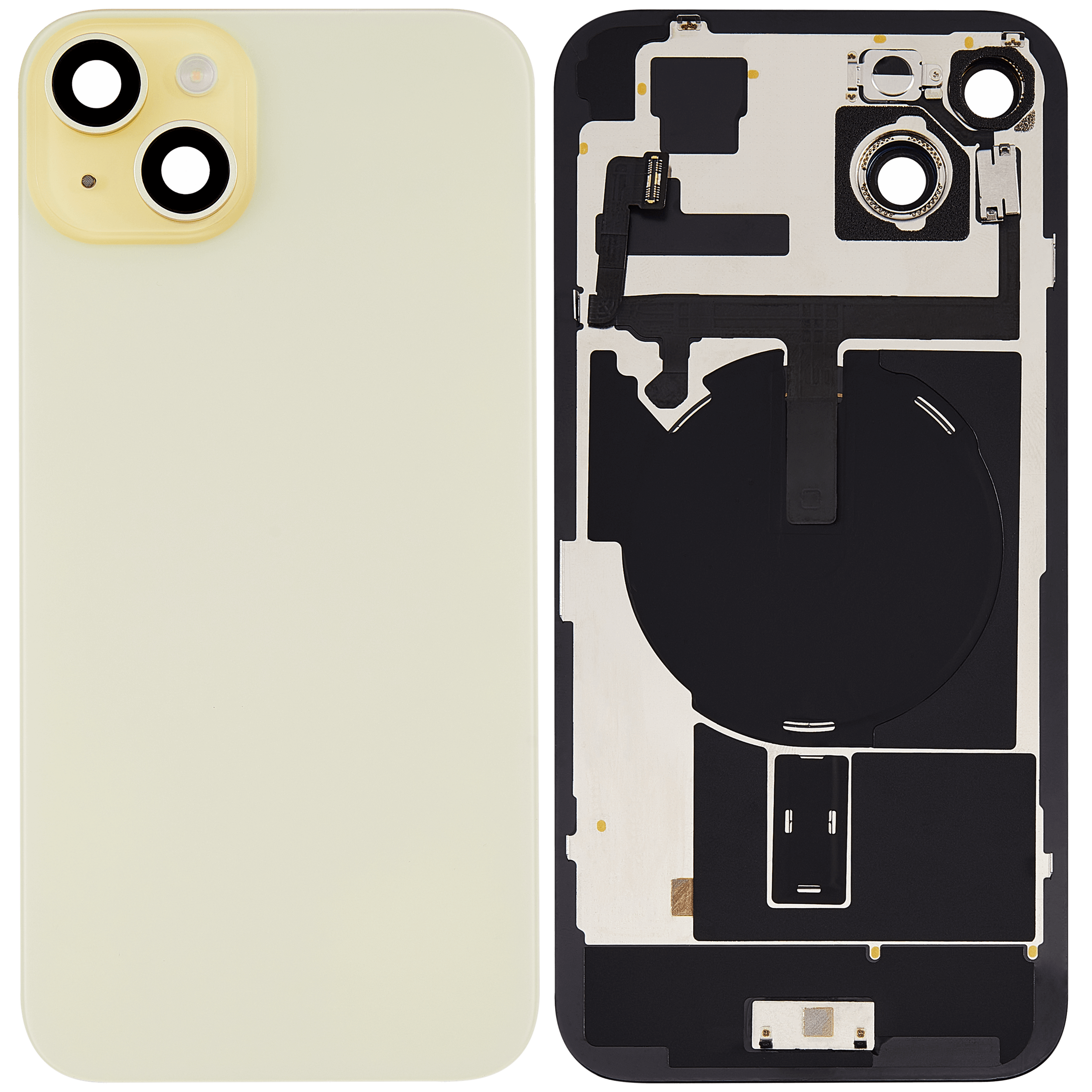 Back Cover with MagSafe Magnet, NFC & Flash Flex Cable for iPhone 15 Plus (Aftermarket, Yellow, No Logo)