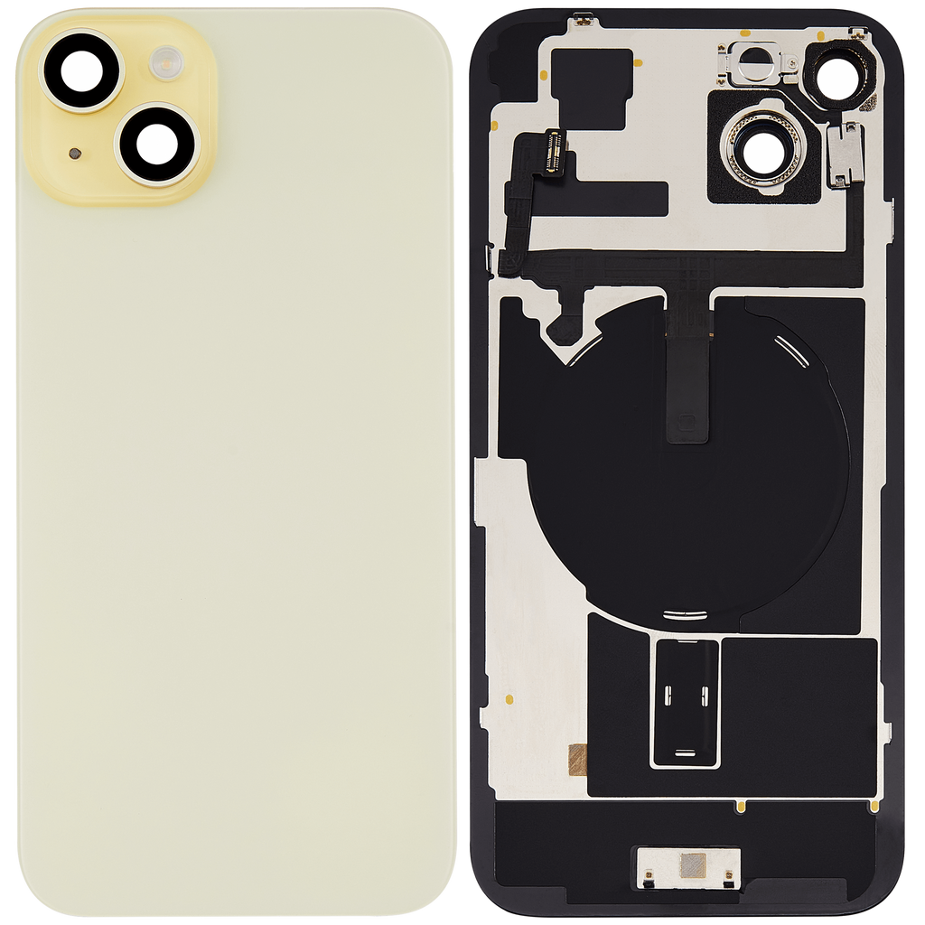 Back Cover with MagSafe Magnet, NFC & Flash Flex Cable for iPhone 15 Plus (Aftermarket, Yellow, No Logo)