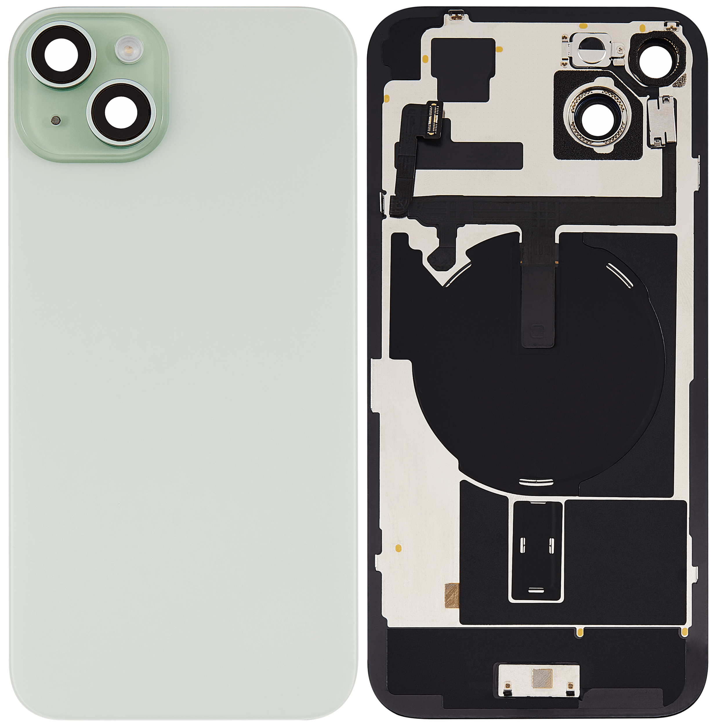 Backcover m. MagSafe+NFC+Blitz-Flexkabel f. iPhone 15 Plus (Aftermarket, Grün, o