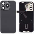 Back Cover with MagSafe Magnet, NFC & Flash Flex Cable for iPhone 15 Pro (Aftermarket) (Black Titanium) (No Logo)