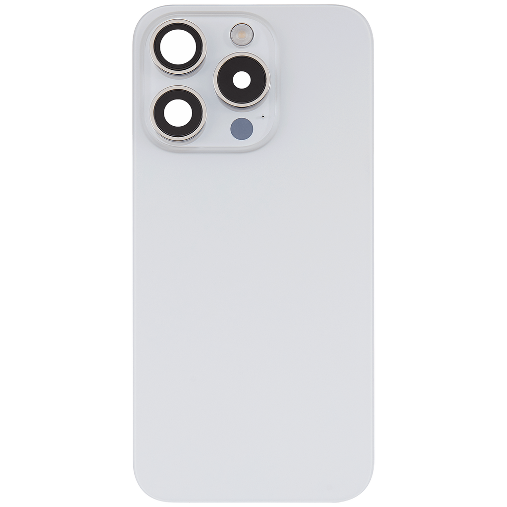 Back Cover with MagSafe Magnet, NFC & Flash Flex Cable for iPhone 15 Pro (Aftermarket) (Titanium White) (No Logo)