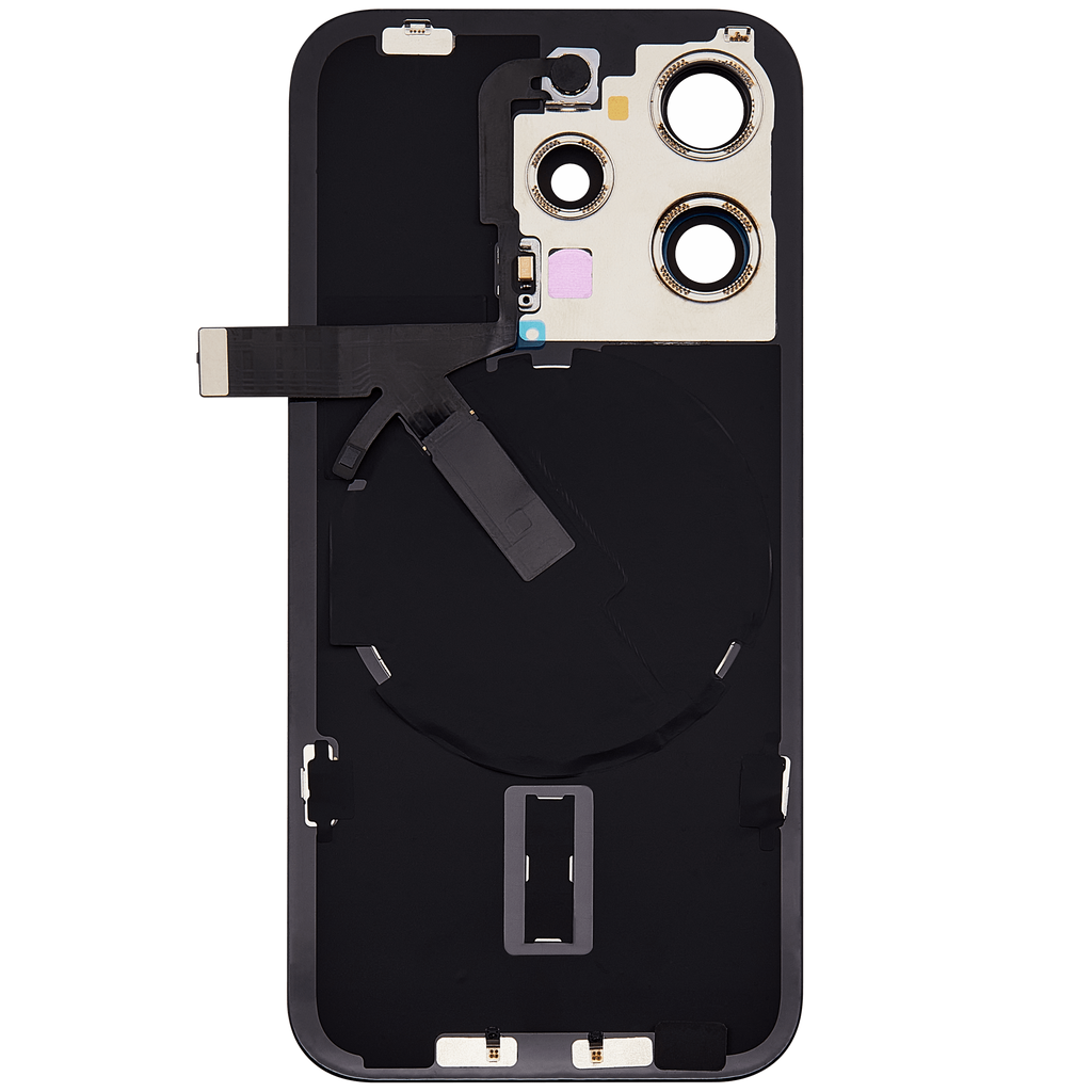 Back Cover with MagSafe Magnet, NFC & Flash Flex Cable for iPhone 15 Pro (Aftermarket) (Titanium White) (No Logo)