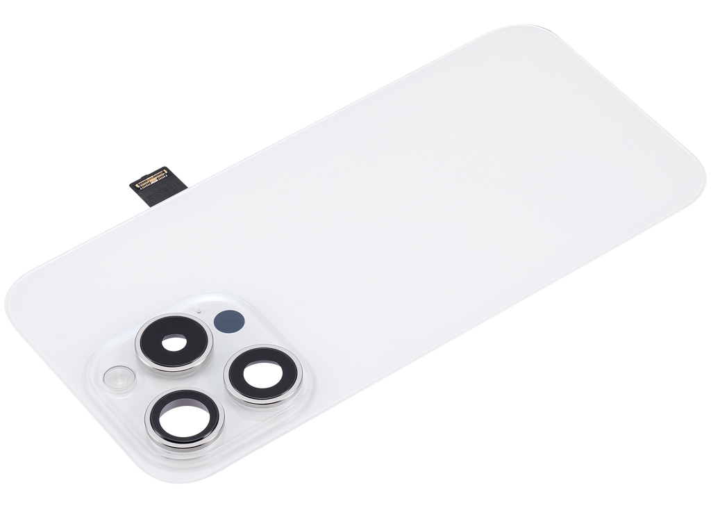 Back Cover with MagSafe Magnet, NFC & Flash Flex Cable for iPhone 15 Pro (Aftermarket) (Titanium White) (No Logo)