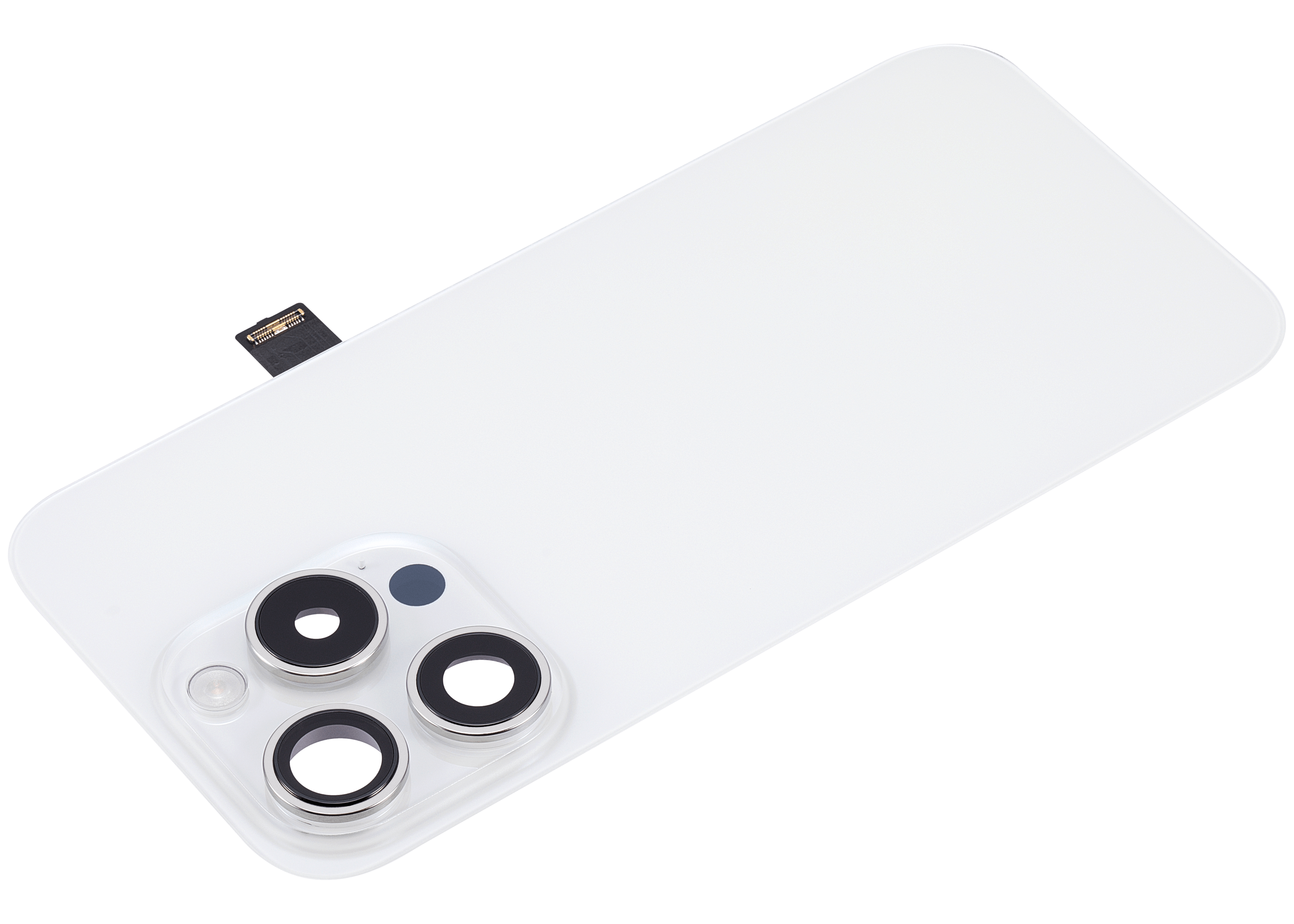 Back Cover with MagSafe Magnet, NFC & Flash Flex Cable for iPhone 15 Pro (Aftermarket) (Titanium White) (No Logo)