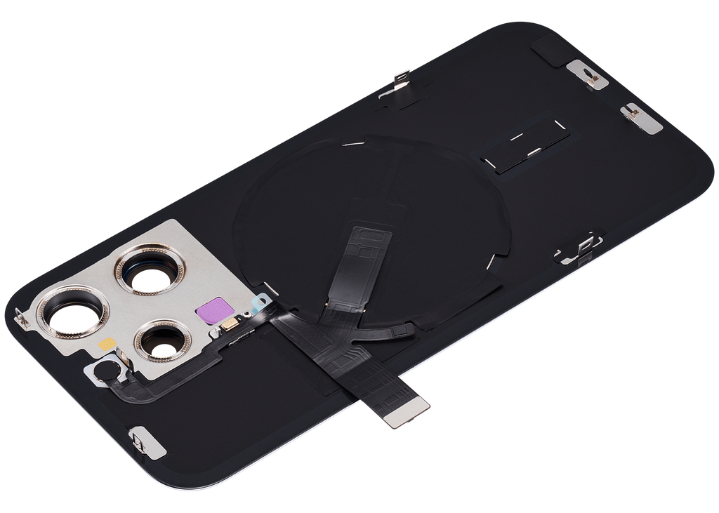 Back Cover with MagSafe Magnet, NFC & Flash Flex Cable for iPhone 15 Pro (Aftermarket) (Titanium White) (No Logo)