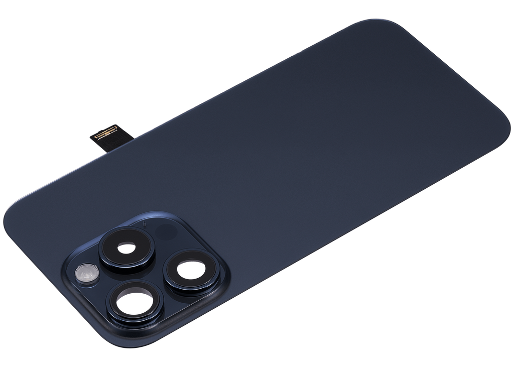 Backcover m. MagSafe, NFC & Blitz-Flexkabel f. iPhone 15 Pro, Blau Titan (Afterm