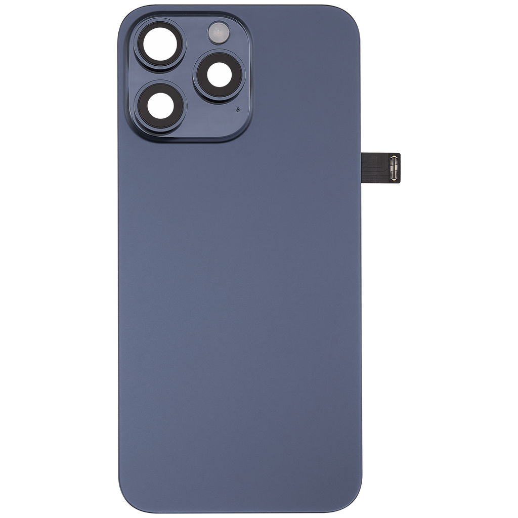 Back Cover with MagSafe Magnet, NFC, and Flash Flex Cable for iPhone 15 Pro Max (Aftermarket) (Blue Titanium) (No Logo)