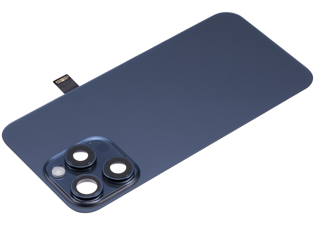 Back Cover with MagSafe Magnet, NFC, and Flash Flex Cable for iPhone 15 Pro Max (Aftermarket) (Blue Titanium) (No Logo)