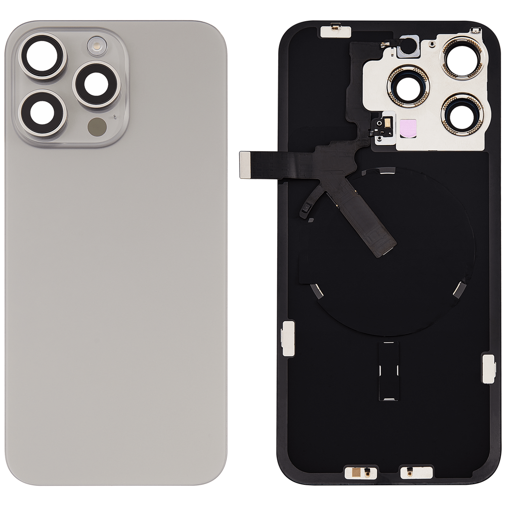Backcover mit MagSafe, NFC, Blitz-Flexkabel iPhone 15 Pro Max (Nachbau, Titan, o