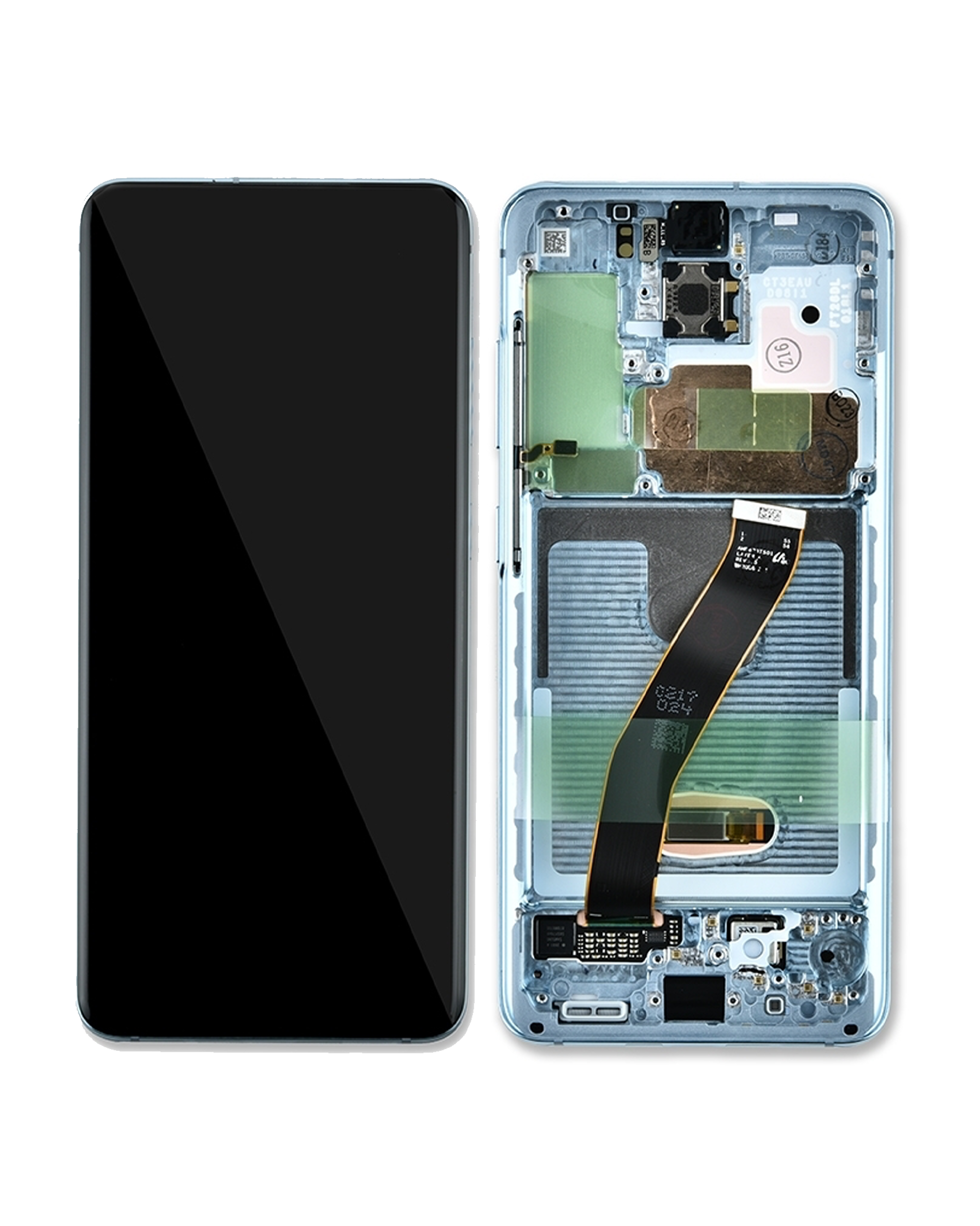 OLED-Display mit Rahmen für Samsung Galaxy S20 5G (Non-Verizon 5G UW Frame) (Aftermarket Plus) (Cloud Blue)