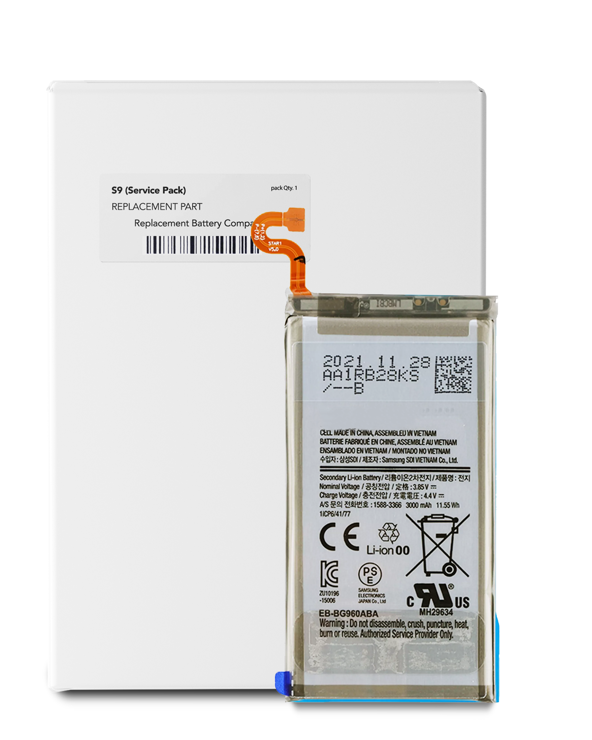 Replacement Battery for Samsung Galaxy S9 (EB-BG960ABE/A) (Service Pack)