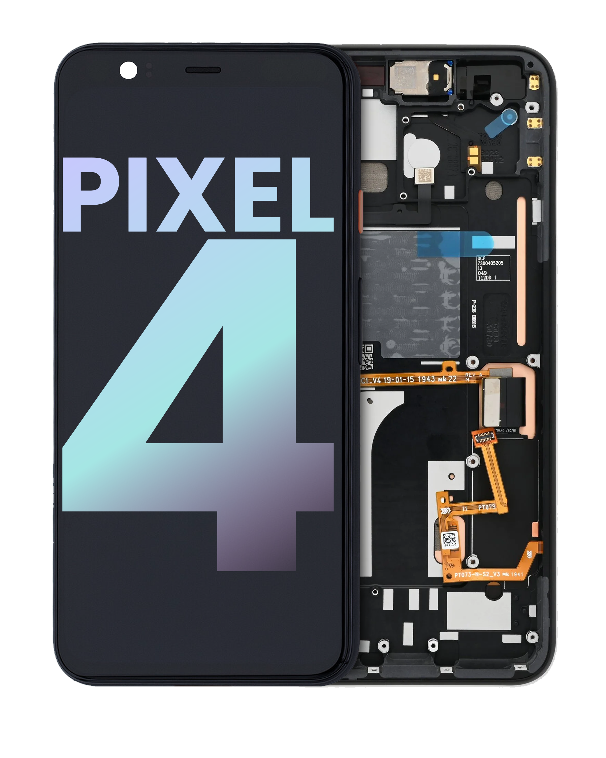 OLED Display with Frame for Google Pixel 4 (Original OEM) (Oh So Orange Power Button)