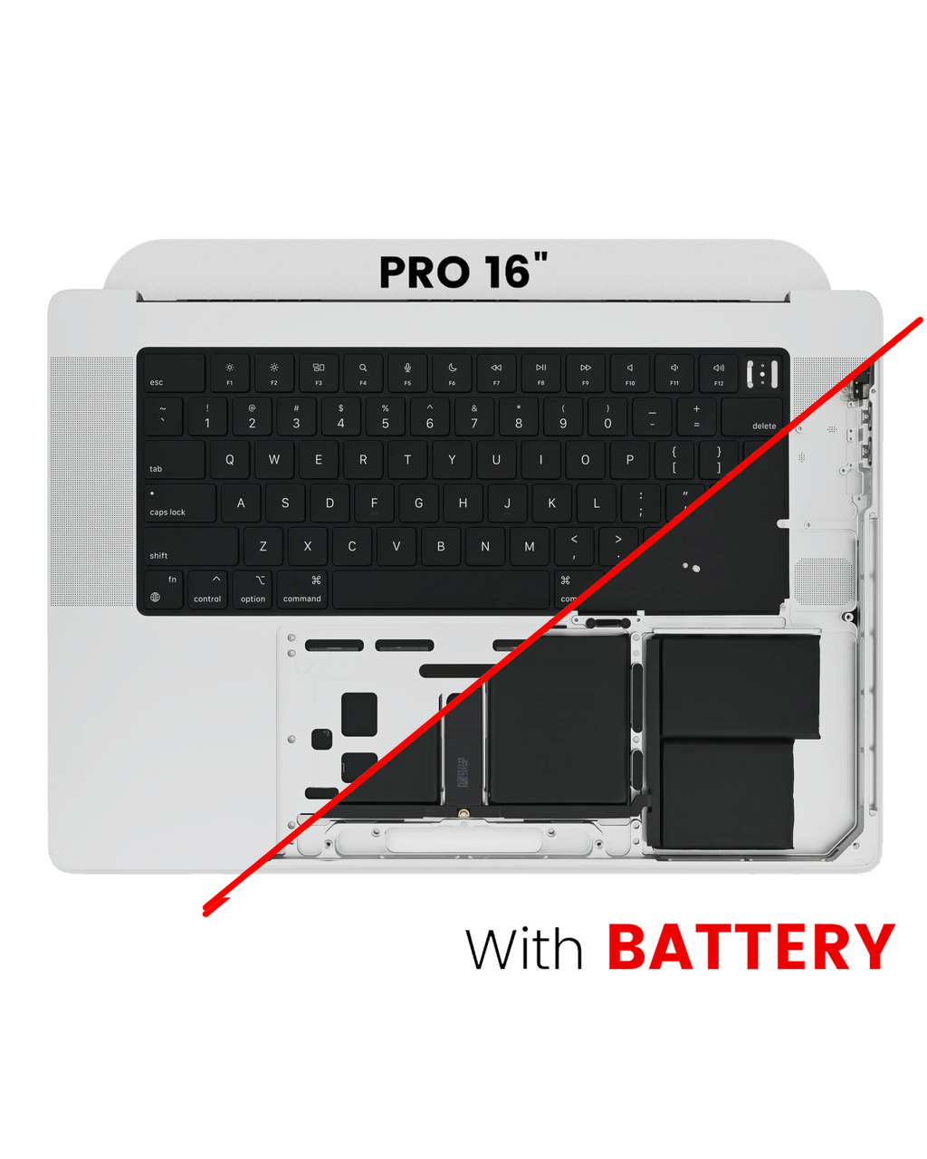 Top Case with Battery and Keyboard for MacBook Pro 16" A2485 (2021) Pro / Max (Quality A) (US Keyboard) (Silver)