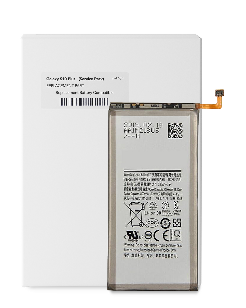 Replacement Battery for Samsung Galaxy S10 Plus (EB-BG975ABU) (Service Pack)