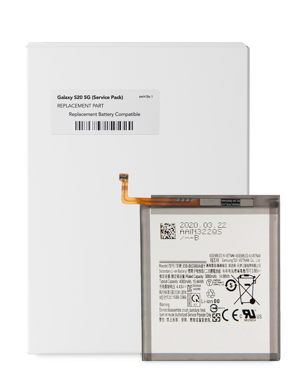 Replacement battery for Samsung Galaxy S20 5G (EB-BG980ABY) (Service Pack)