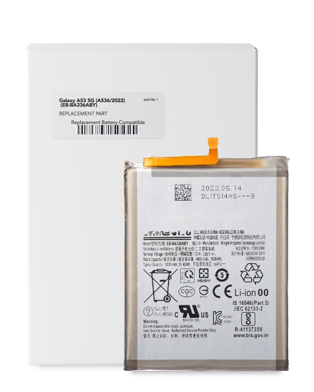 Replacement Battery for Samsung Galaxy A33 5G (A336) and A53 5G (A536) – EB-BA536ABY (Service Pack)