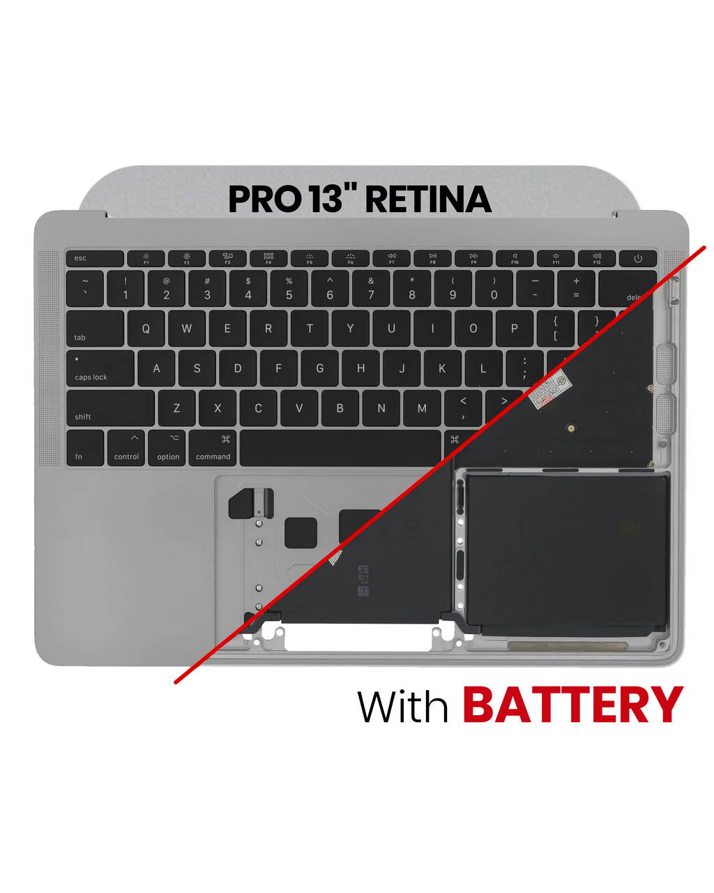 Top Case with Battery and Keyboard for MacBook Pro 13" A1708 (2016) – US Keyboard, Space Gray (Quality B/C)