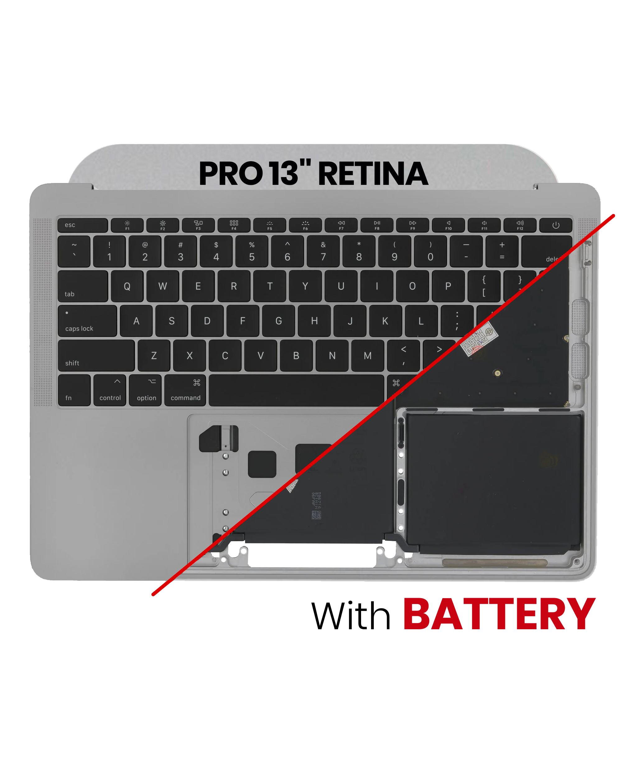 Top Case with Battery and Keyboard for MacBook Pro 13" A1708 (2016) – US Keyboard, Space Gray (Quality B/C)