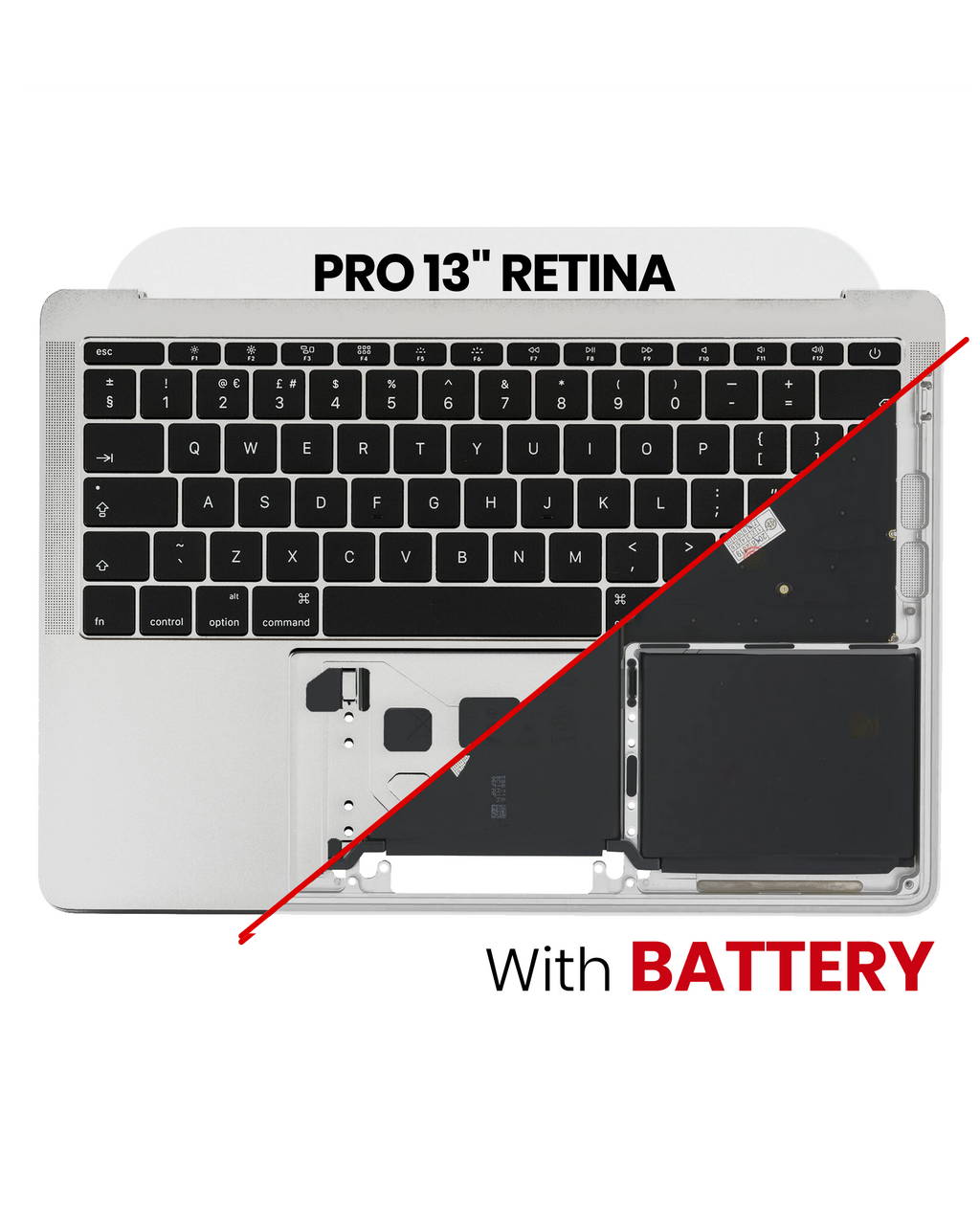 Top Case mit Akku and Keyboard (ISO UK) für MacBook Pro 13" A1708 (2016-2017) (OEM New) (Silber)