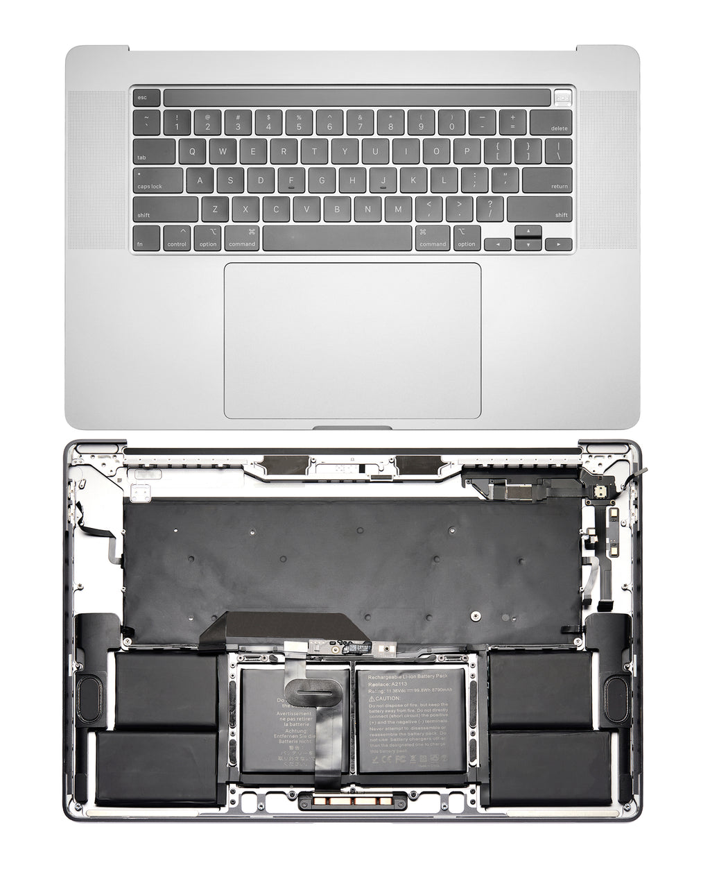 Top Case with Battery and Keyboard for MacBook Pro 16" (A2141 / Mid 2019) – US English – OEM Quality B/C – Silver