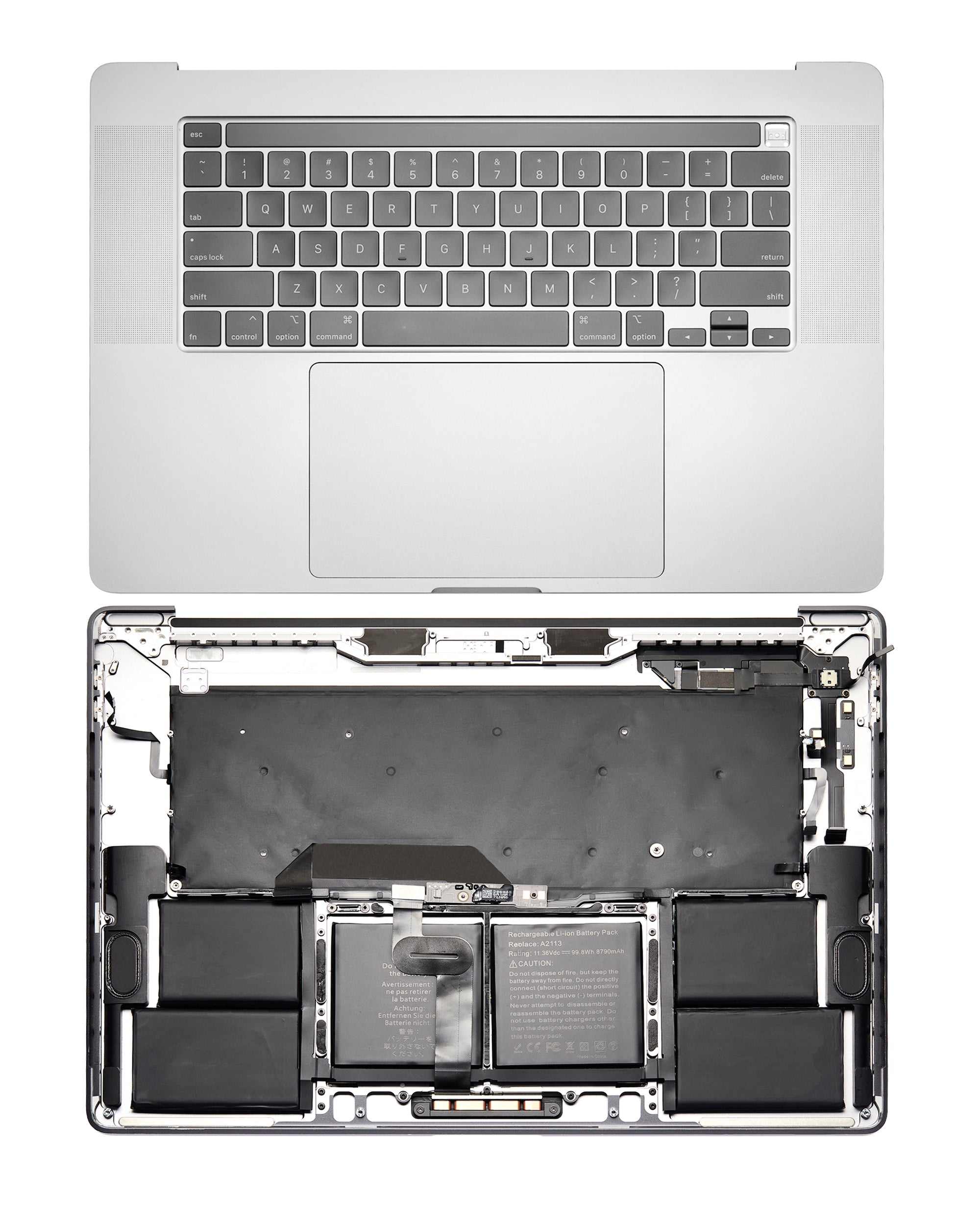 Top Case with Battery and Keyboard for MacBook Pro 16" (A2141 / Mid 2019) – US English – OEM Quality B/C – Silver