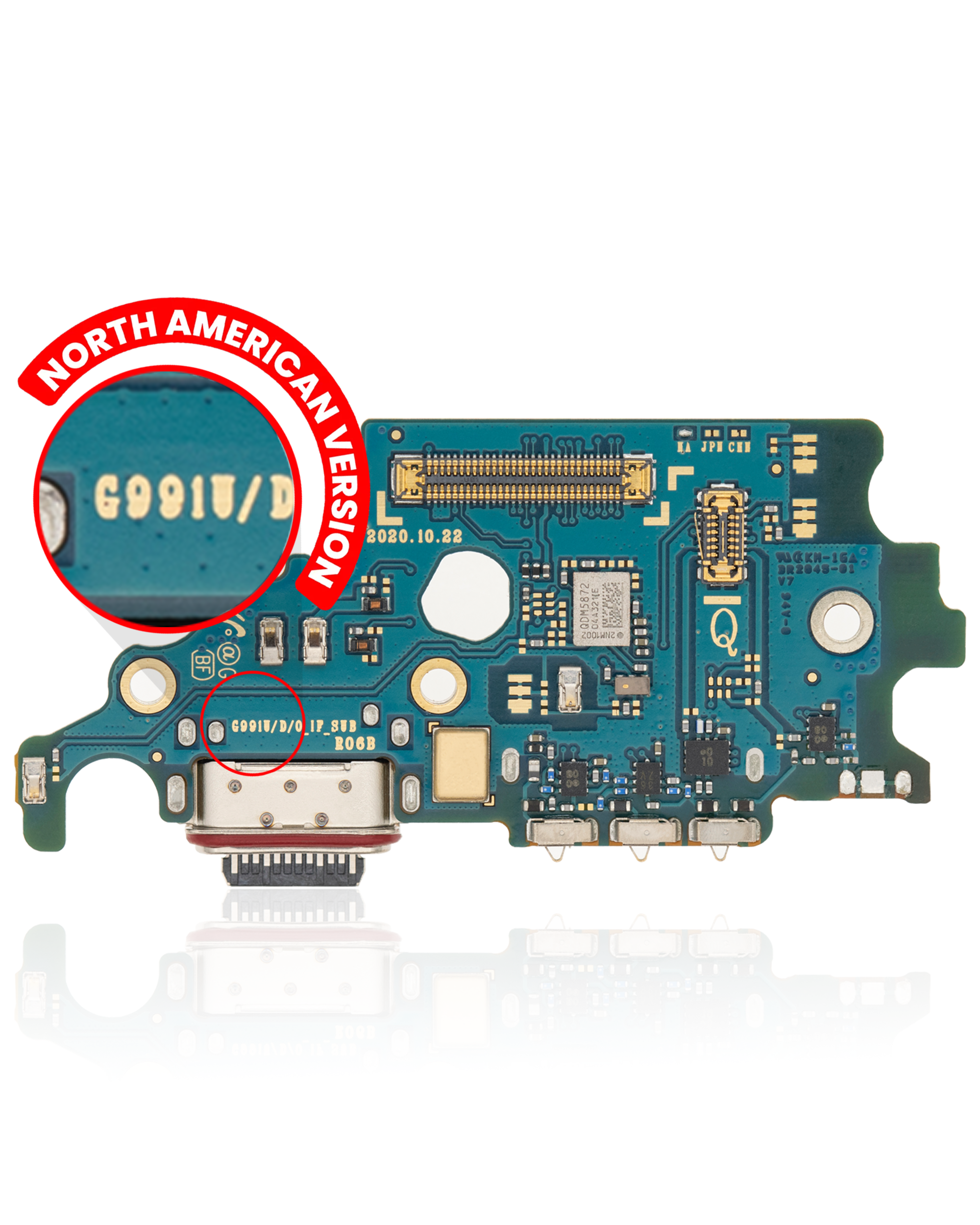 Ladebuchse Board mit Sim Card Reader für Samsung Galaxy S21 5G (G991U) (US-Version) (Service Pack)
