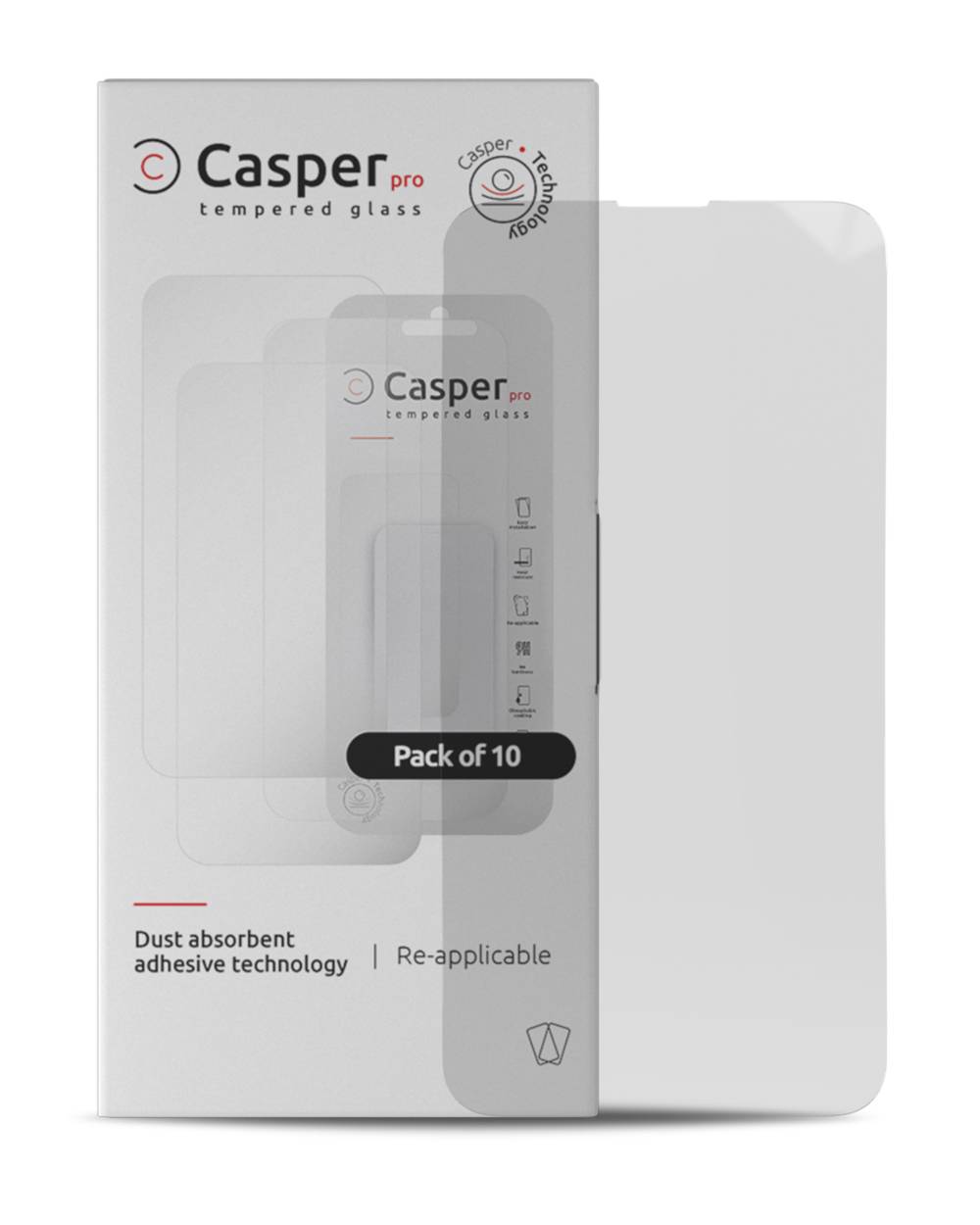 Casper Pro Tempered Glass for iPhone 15 Pro Max (10 Pack) (Clear)