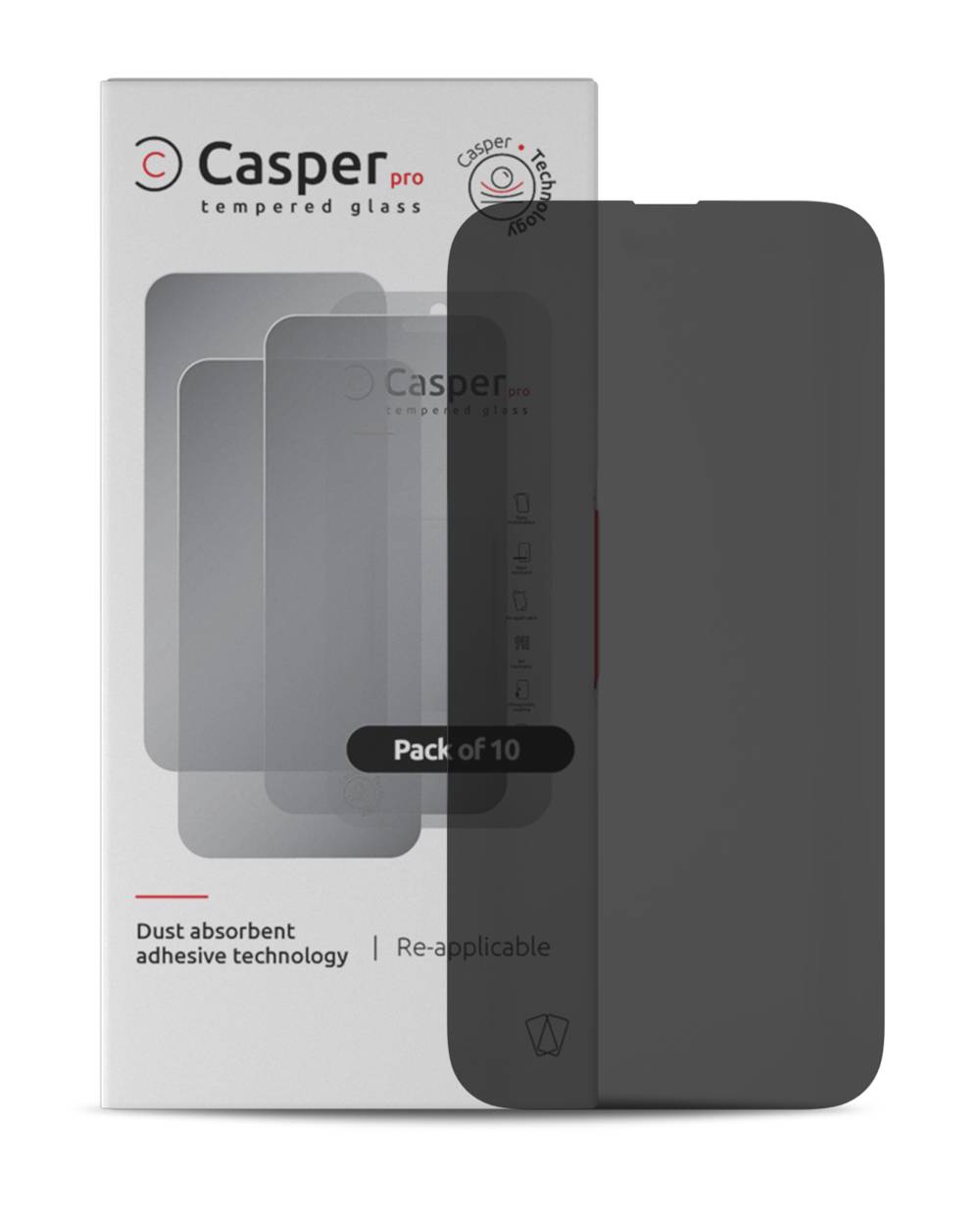 Casper Pro Tempered Glass for iPhone 15 Pro Max (10-Pack) (Privacy)