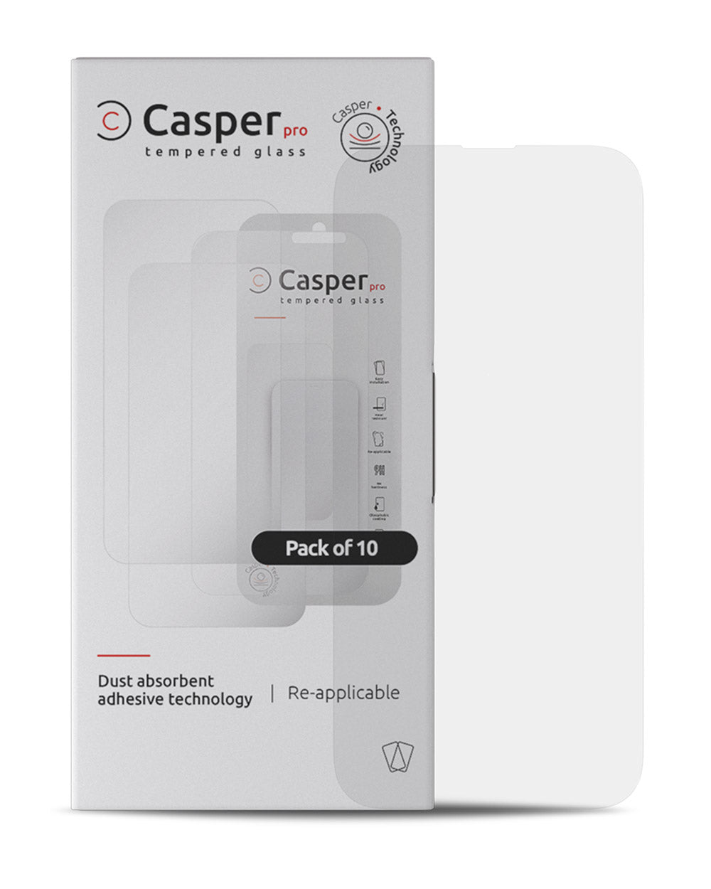 Casper Pro Tempered Glass für iPhone 15 Pro (10 Pack) (Clear)
