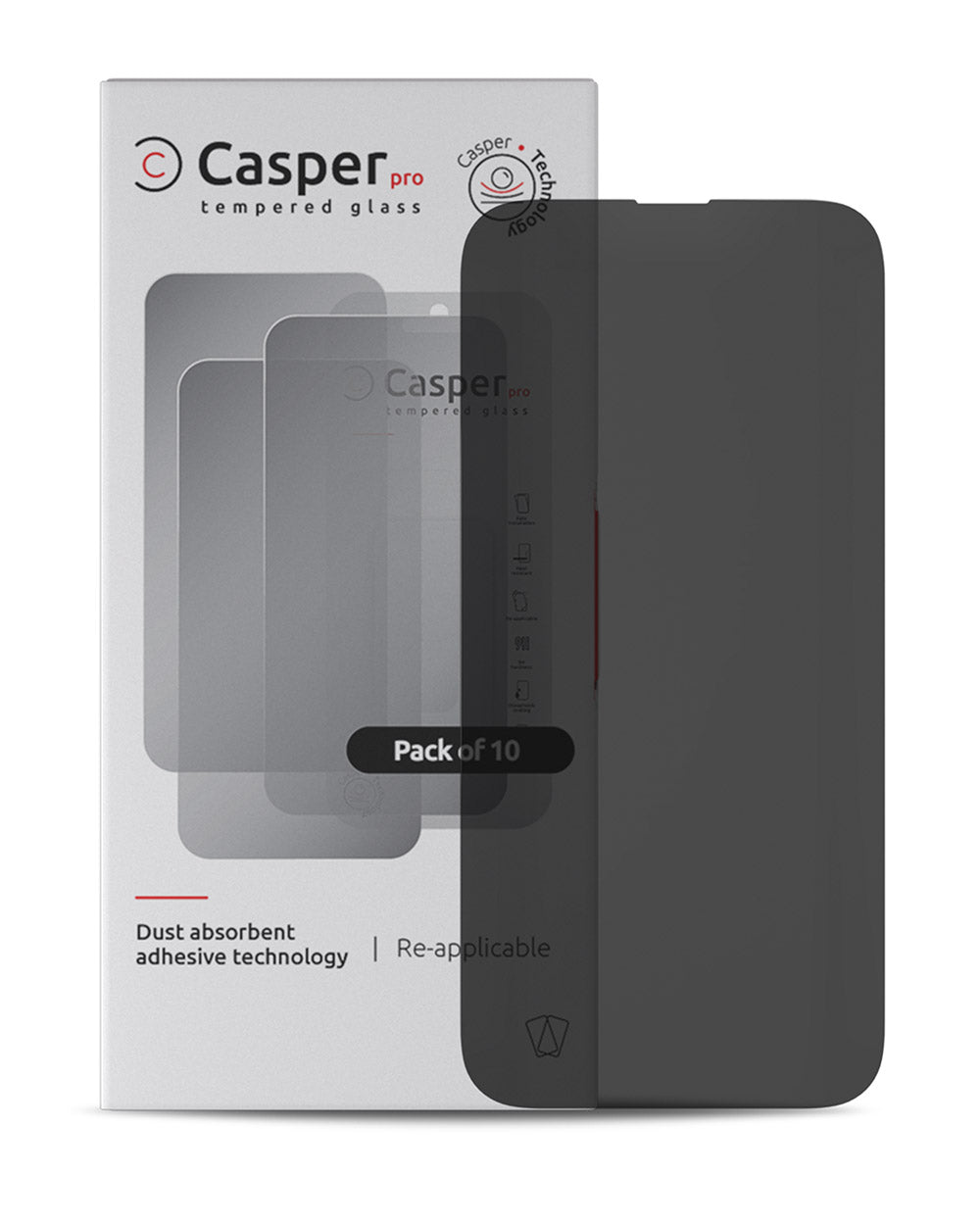 Casper Pro Tempered Glass for iPhone 15 Pro (10-Pack) (Privacy)