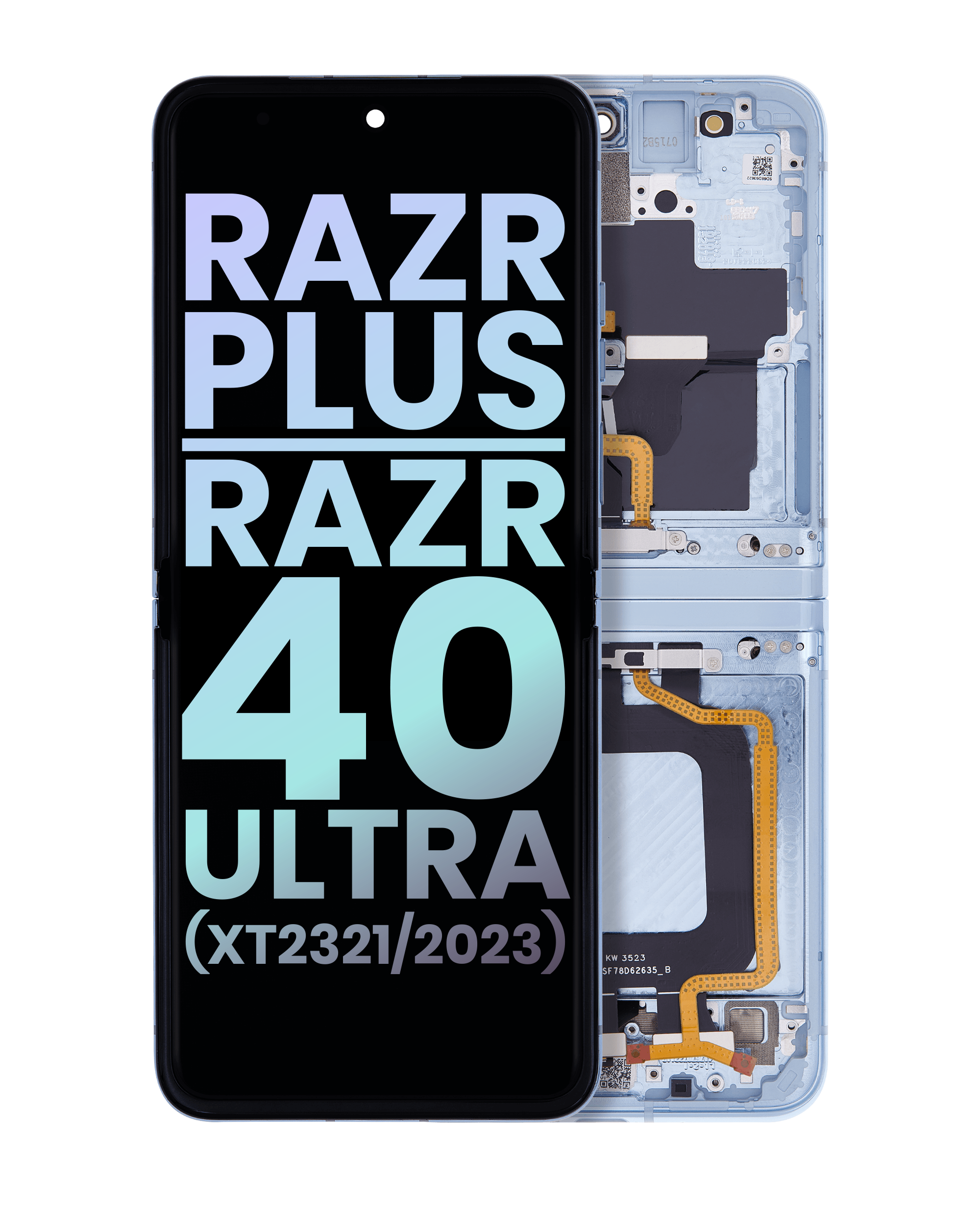 OLED-Display mit Rahmen für Motorola Razr Plus/40 Ultra (2023) OEM Glacier Blue