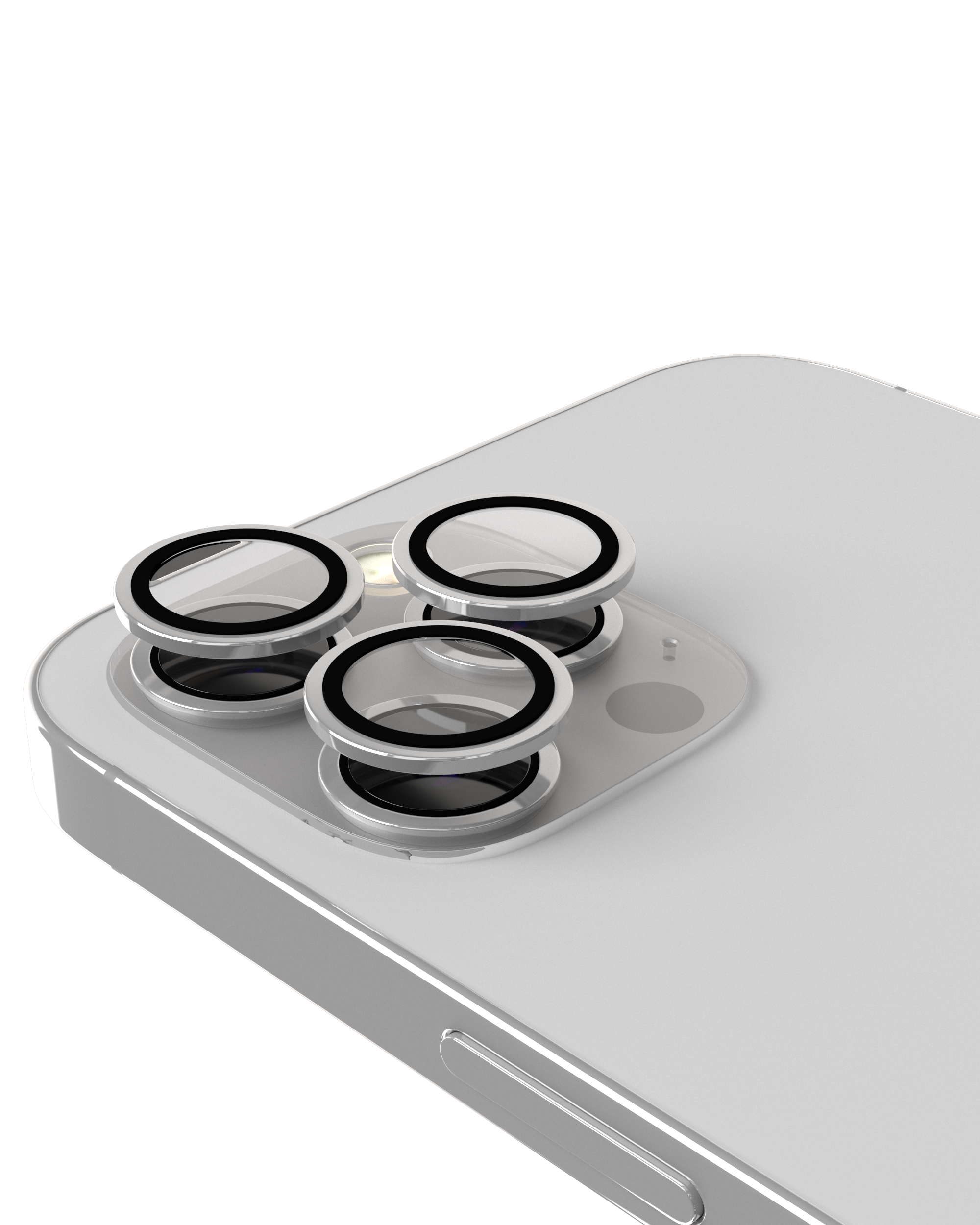 Casper Kameraobjektivschutz für iPhone 15 Pro / 15 Pro Max (klar) (Silber)