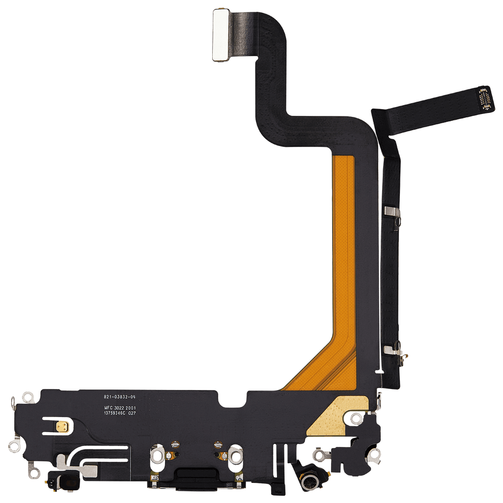 Charging Port Flex Cable for iPhone 14 Pro Max (used OEM pull-out) (Space Black)