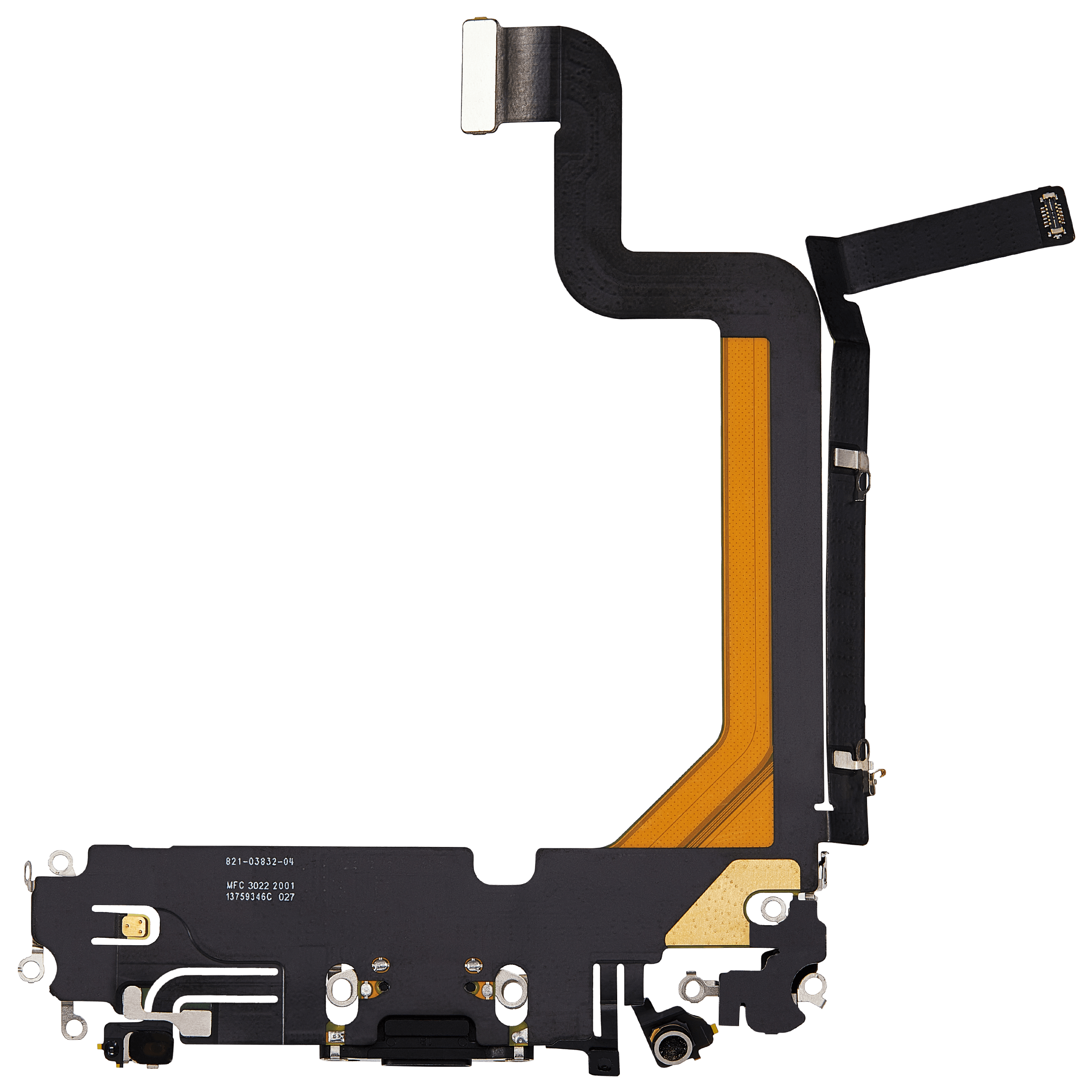 Charging Port Flex Cable for iPhone 14 Pro Max (used OEM pull-out) (Space Black)