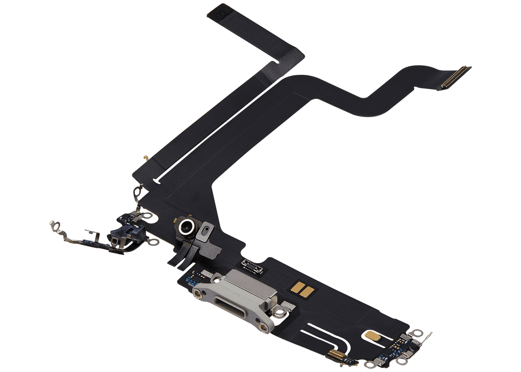 Charging Port Flex Cable for iPhone 14 Pro Max (Used OEM Pull) (Silver)