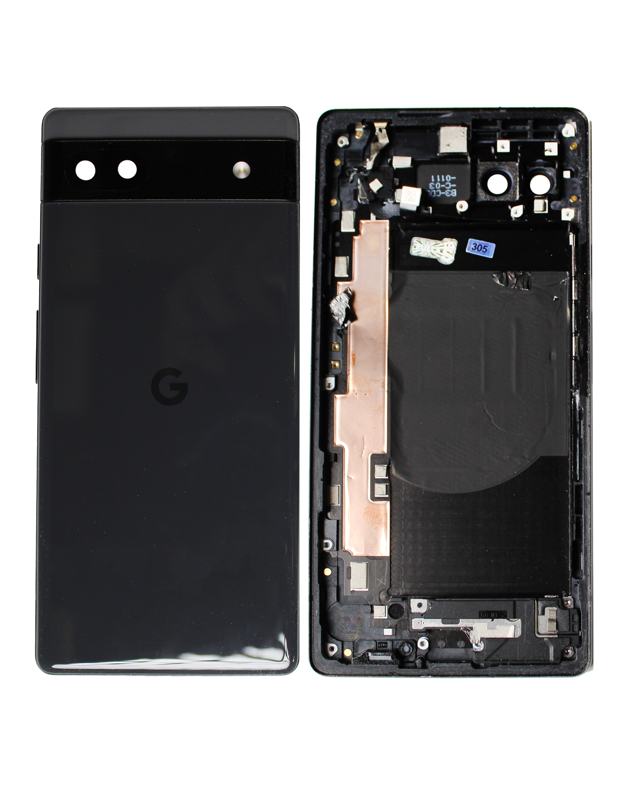 Back cover/frame for Google Pixel 6a (used OEM removal, Grade A, Charcoal)