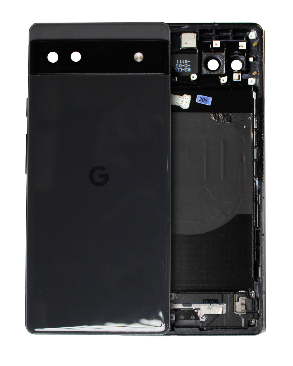 Back cover/frame for Google Pixel 6a (used OEM removal, Grade A, Charcoal)