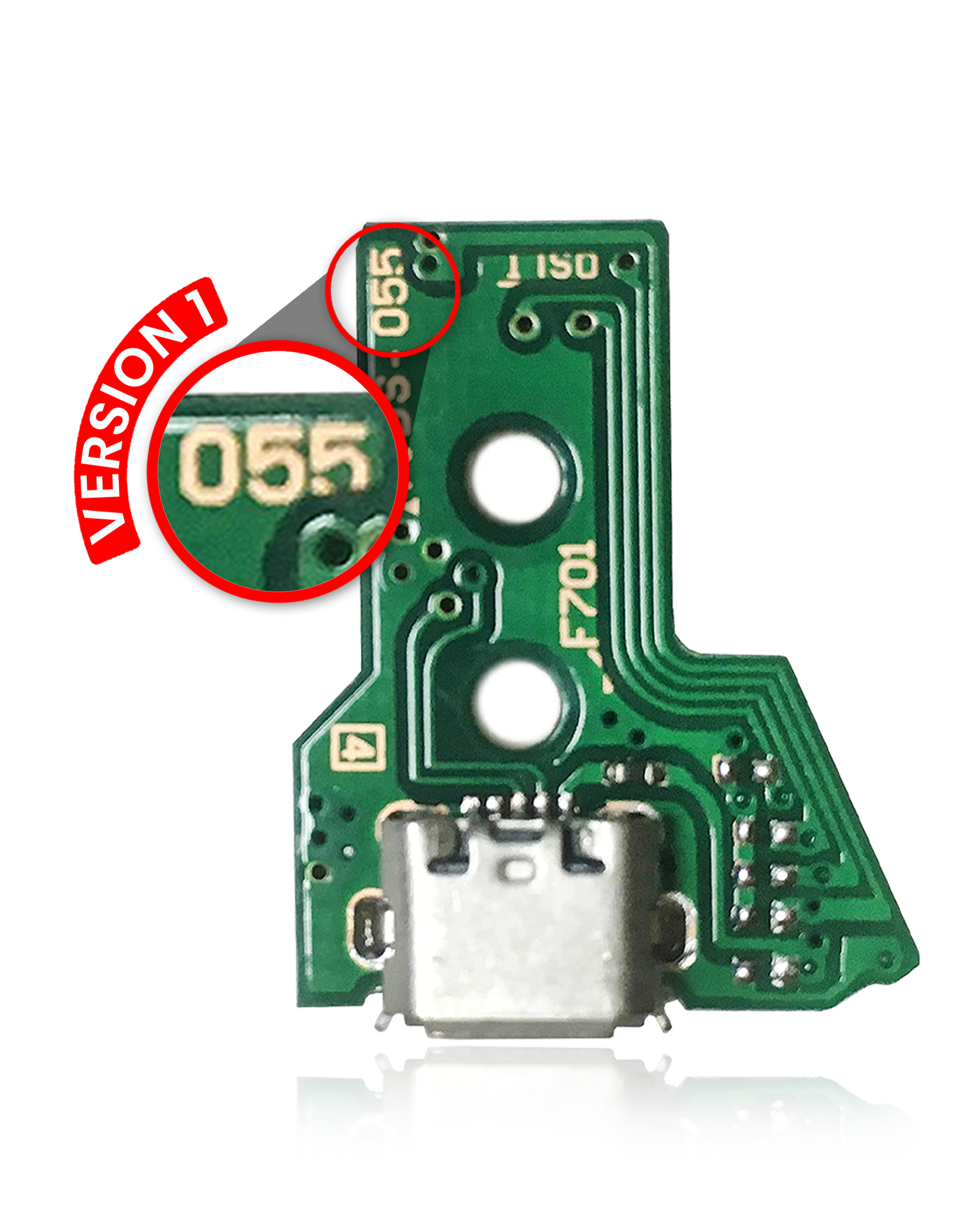Micro USB Charging Port Board with 12-Pin Flex Cable for PlayStation 4 Controller (Version 1: JDS-050 / JDS-055)
