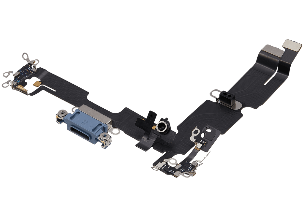 Flexibles Ladebuchsenkabel für iPhone 14 Plus (gebrauchter OEM-Ausbau) (Blau)