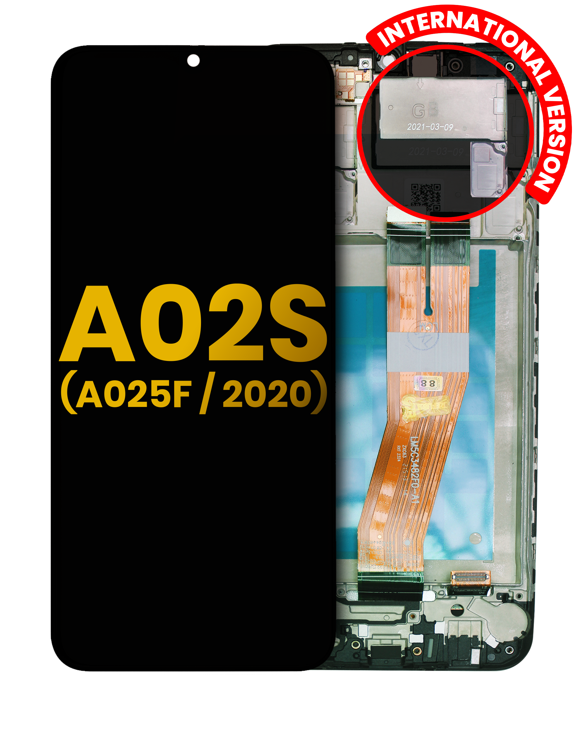 LCD-Display mit Rahmen für Samsung Galaxy A02S Aftermarket Plus (Alle Farben)