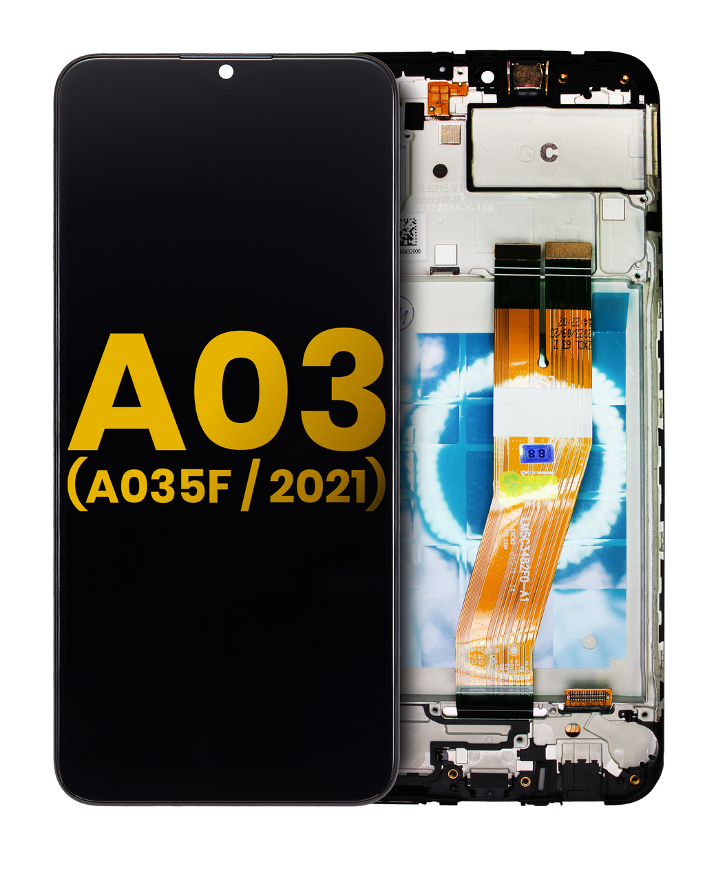 LCD-Display mit Rahmen für Samsung Galaxy A03 (Refurbished)