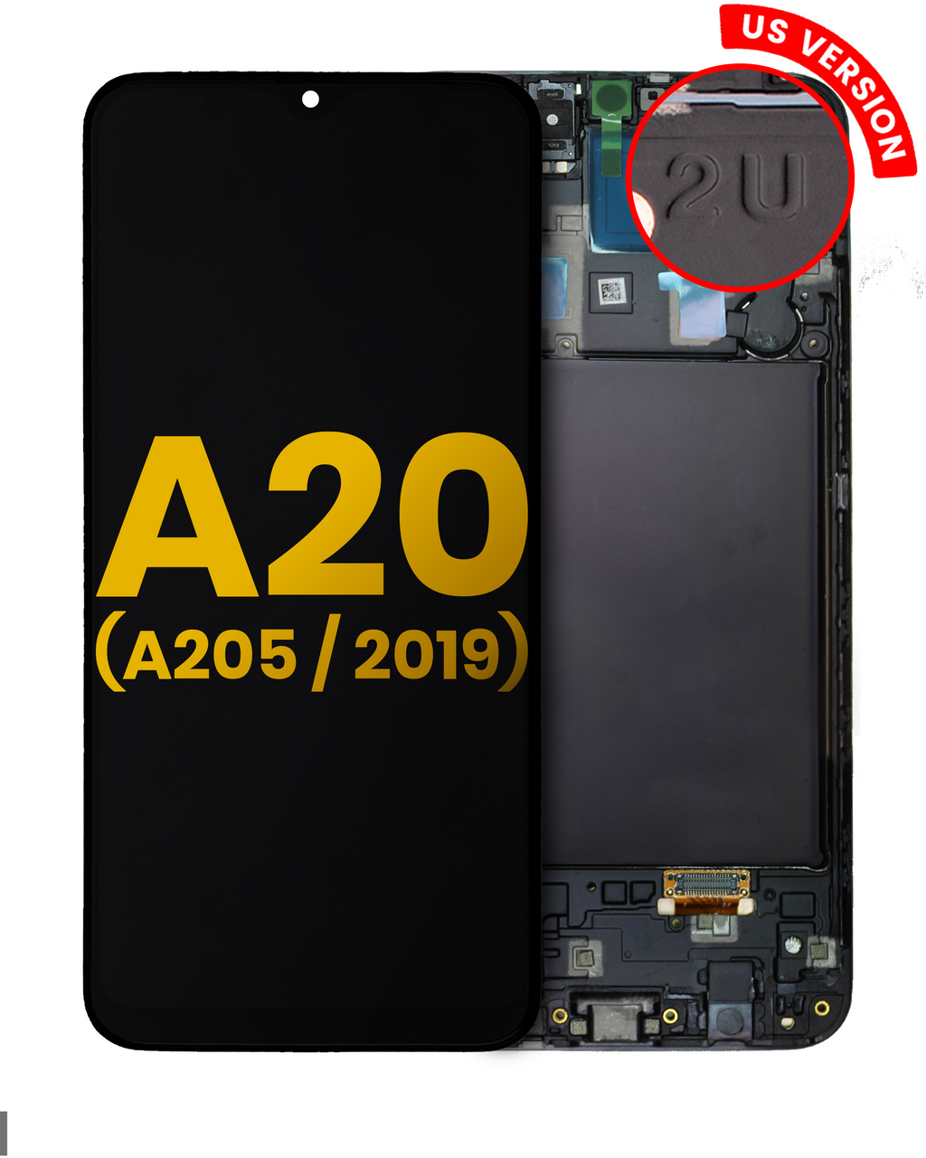 OLED-Display mit Rahmen für Samsung Galaxy A20 (A205) generalüberholt