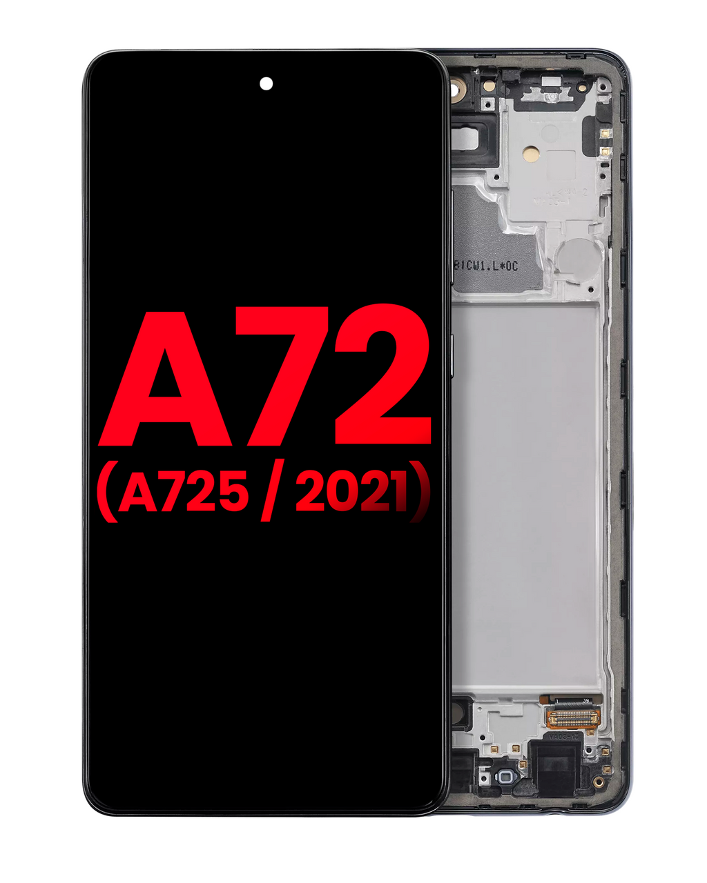 OLED Display with Frame for Samsung A72 (A725 / 2021) (6.67") (Aftermarket Plus) (Awesome Black)