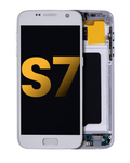 OLED-Display mit Rahmen für Samsung Galaxy S7 (generalüberholt, Silver Titanium)