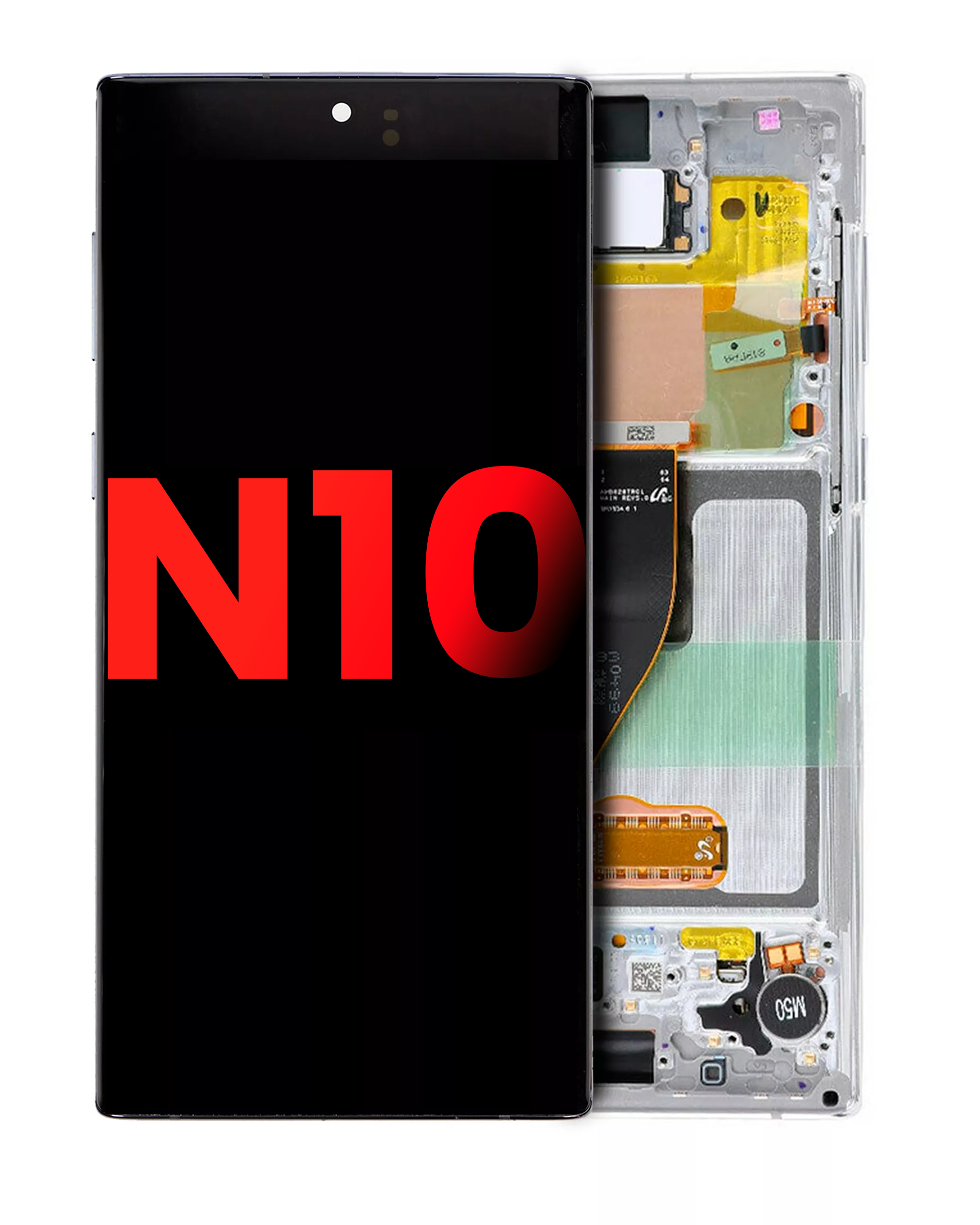 OLED-Display mit Rahmen für Samsung Galaxy Note 10 (Aftermarket Plus) (Aura Whit