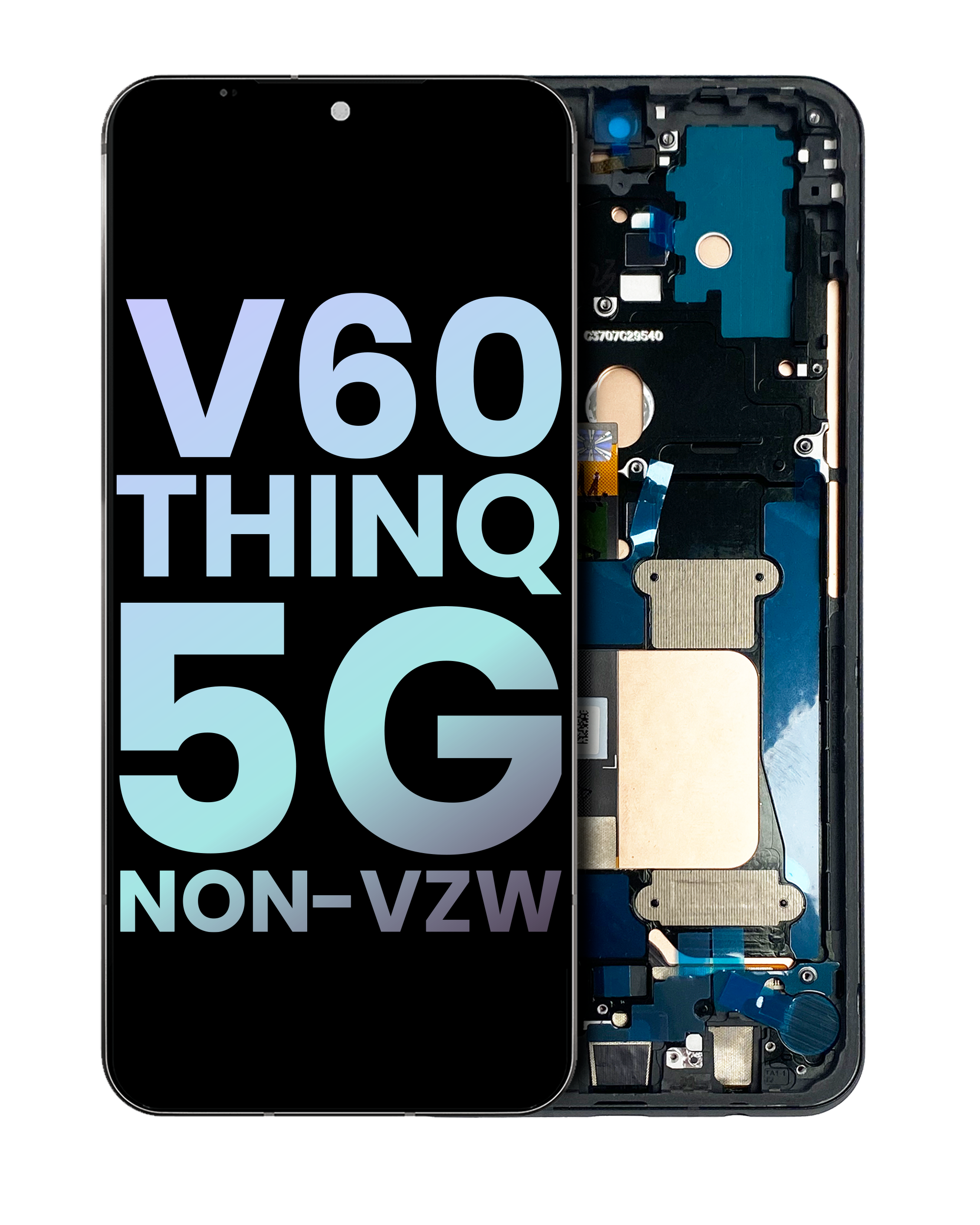 OLED-Display mit Rahmen für LG V60 ThinQ 5G (Non-Verizon 5G UW Frame) (Original OEM) (Schwarz)