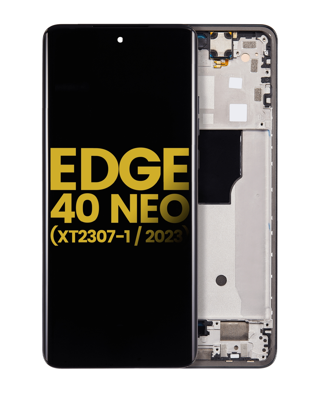 OLED display with frame for Motorola Moto Edge 40 Neo (XT2307-1 / 2023) (Refurbished) (Black)
