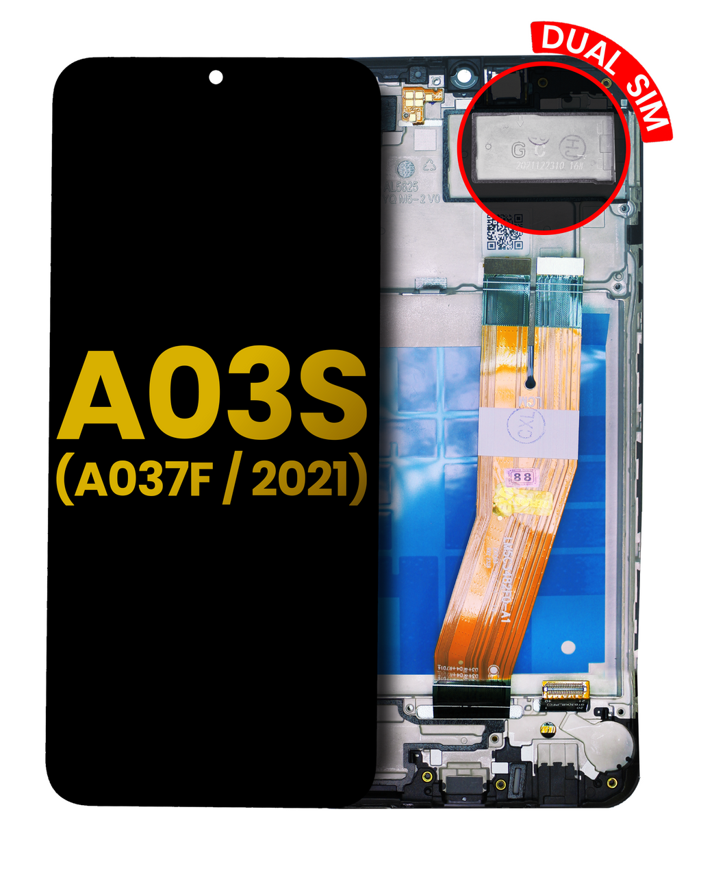 LCD Display with Frame for Samsung Galaxy A03s (A037F / 2021) (Dual SIM) (Micro USB Frame) (Refurbished) (All Color)